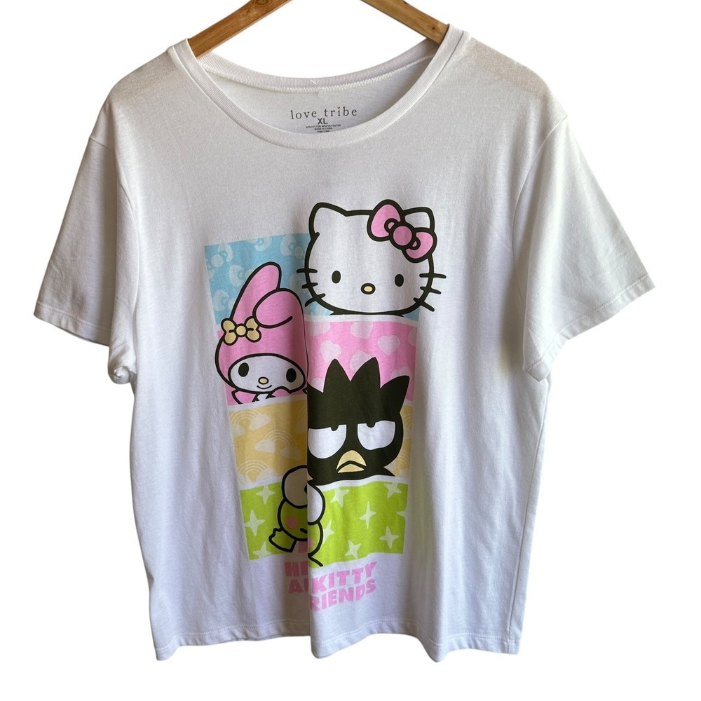 Love Tribe Hello Kitty and‎ Friends Graphic Tee Short Sleeve White XL NWOT